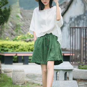 裁缝学苑AS57 苎麻连肩袖短袖小衫纸样女衬衫棉麻上衣打版裁剪板