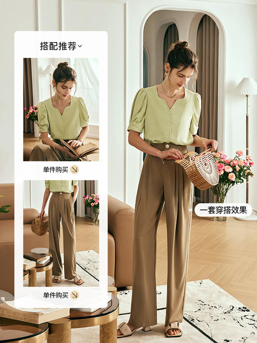 OLrain欧芮儿法式方领蕾丝雪纺衫女夏季2023新款气质减龄薄款小衫 商品图3