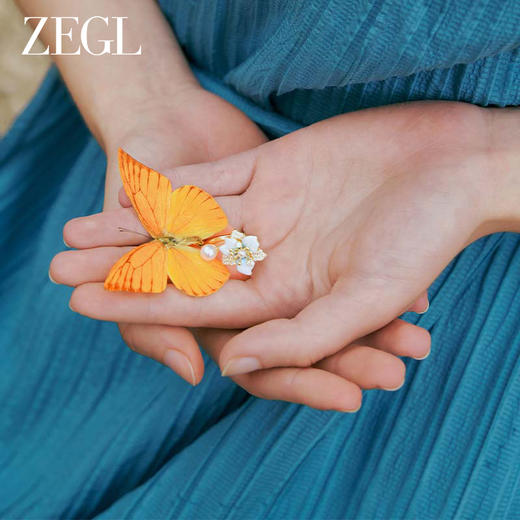 ZEGL设计师蓝雾小花系列花朵开口戒指女小众设计高级感指环食指戒 商品图2