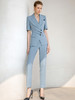 蓝色短袖西装小脚裤套装女气质正装职业装工作服夏季时尚西服套裤 商品缩略图3