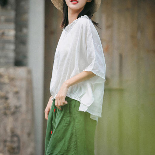裁缝学苑AS57 苎麻连肩袖短袖小衫纸样女衬衫棉麻上衣打版裁剪板 商品图3