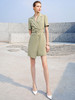夏季新品绿色OL通勤连衣裙女短袖修身时尚职业装绑带西装裙气质 商品缩略图2