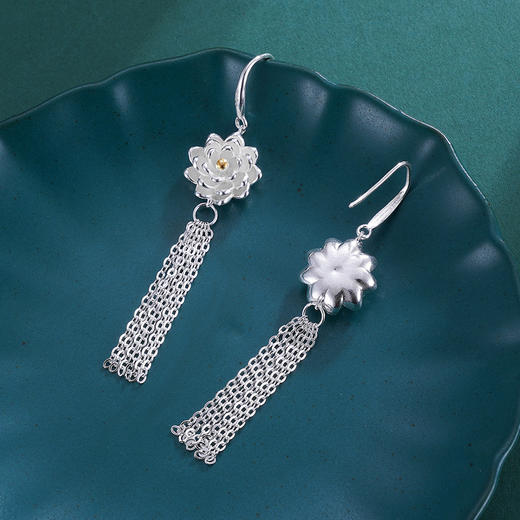 【莲花幕】子佩集S925银花丝耳环【QBEH011】荷花流苏2306 商品图1