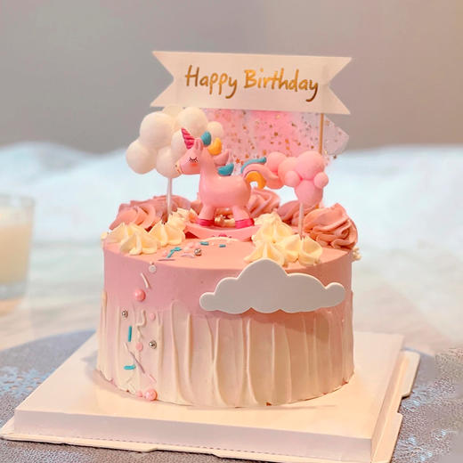 【木马-云端】-眼里有光，做自己的小太阳-动物奶油生日蛋糕 商品图0