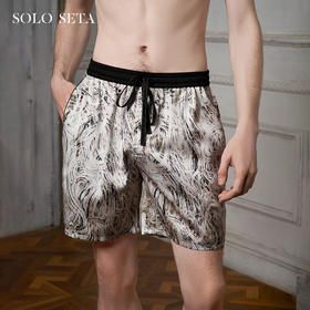Solo seta22姆米真丝睡裤男丝绸短裤桑蚕丝家居裤印花秋冬