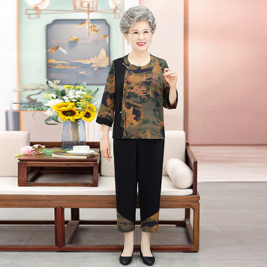 休闲宽松外穿奶奶短袖上衣，宽松老年人两件套TYWF-C435EOMC17 商品图4