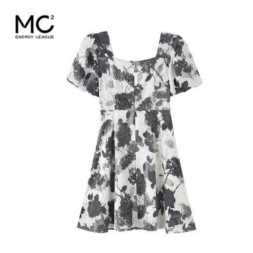 女装方领拼网纱款花色连衣裙Q3223323 商品图4