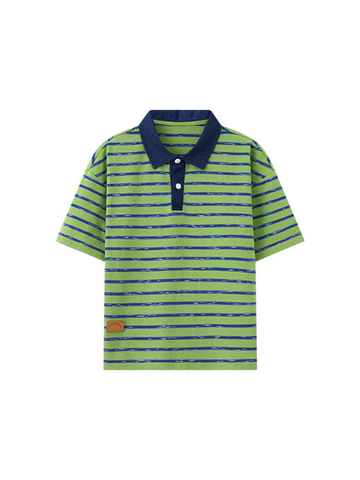 多多家男童条纹polo衫夏季短袖儿童翻领T恤拼接牛仔中大童上衣薄PL3X6322B 商品图3