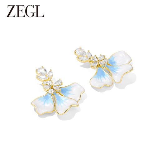 ZEGL设计师蓝雾小花系列花朵耳环女2023新款耳钉925银针夏天耳饰 商品图0