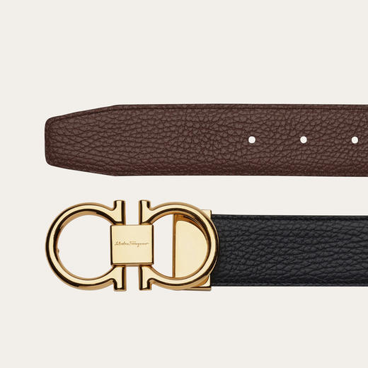 【二】FERRAGAMO 菲拉格慕 男士双面可调式 GANCINI 皮革腰带 棕色 67 9938 764164 商品图1