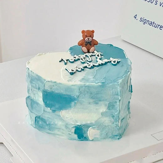 【蔚蓝小熊】Ins简约淡蓝系-动物奶油生日蛋糕 商品图0