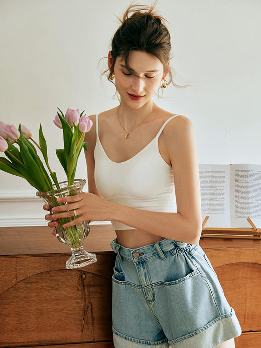 OLrain欧芮儿法式白色针织吊带背心女夏季2023新款修身内搭打底衫 商品图3