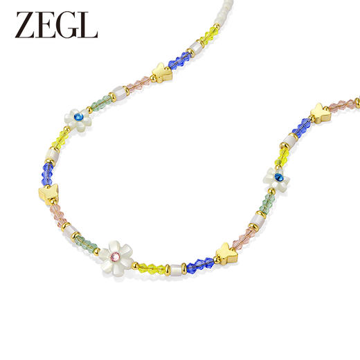 ZEGL花朵串珠项链女2023新款潮轻奢小众设计感高级彩色甜酷锁骨链 商品图1
