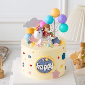 独角兽小女孩可爱翻糖装饰蛋糕