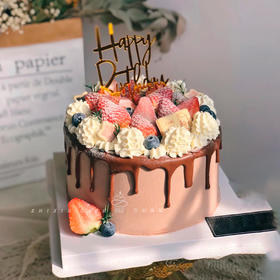 【巧克力水果淋面蛋糕】小红书，Ins爆款网红生日蛋糕