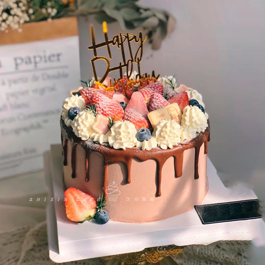 【巧克力水果淋面蛋糕】小红书，Ins爆款网红生日蛋糕 商品图0