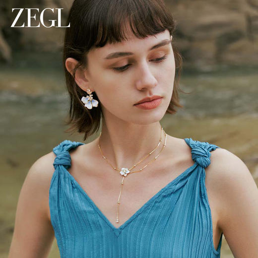 ZEGL设计师蓝雾小花系列花朵耳环女2023新款耳钉925银针夏天耳饰 商品图2
