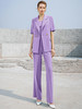 夏季紫色短袖西装套装女直筒微喇裤子时尚气质西服洋气休闲外套 商品缩略图0