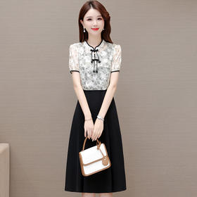 时尚内搭连衣裙，印花短袖套头小衫两件套QYM-XYKL-28113-L