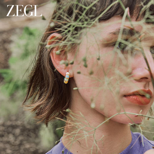 ZEGL彩色圆圈珐琅耳环女2023年新款潮耳钉小众设计感耳圈法式耳饰 商品图4