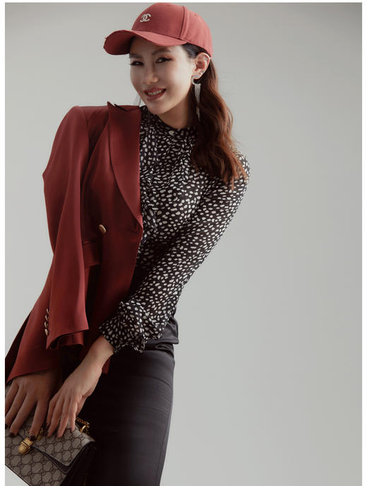 “上海1943”复古电影感100%真丝波点衬衫四季可穿J6130512颈袖添香 商品图4