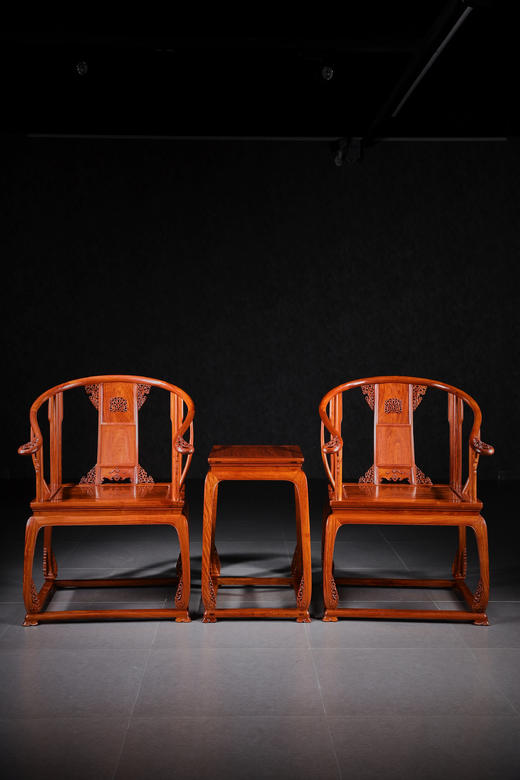 红桥红  家具严选  缅甸花梨（大果紫檀）【带托泥 皇宫 圈椅 三件套】 商品图0