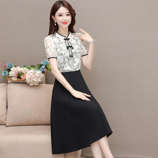 时尚内搭连衣裙，印花短袖套头小衫两件套QYM-XYKL-28113-L 商品图1