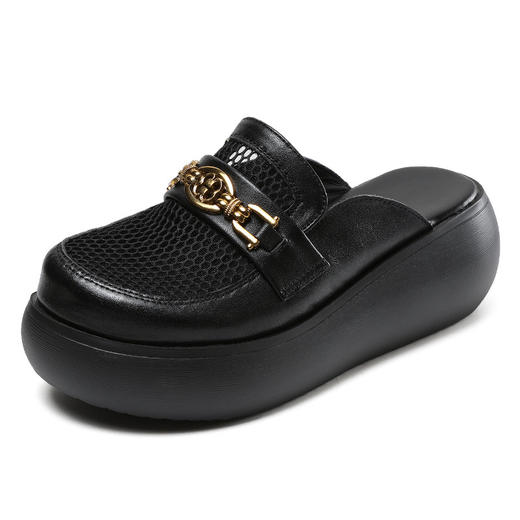 时尚外穿百搭包头拖鞋，女夏厚底透气凉拖小个子网面半拖鞋ZM232238 商品图5