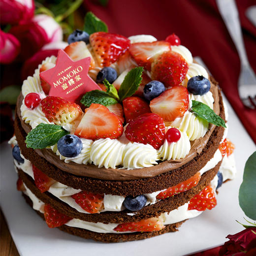 「招牌」 浆果阵地--草莓芝士奶油酱戚风裸蛋糕【芝士奶油 浓郁不腻】 商品图0