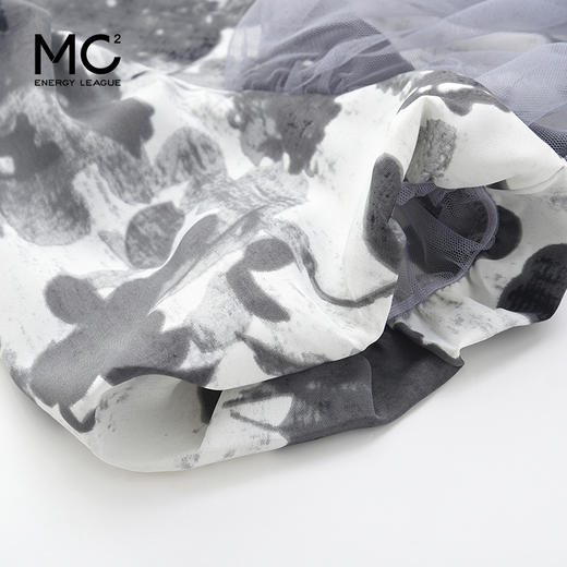 女装方领拼网纱款花色连衣裙Q3223323 商品图3