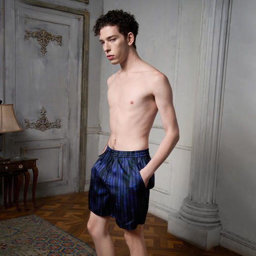 Solo seta22姆米真丝睡裤男丝绸短裤桑蚕丝家居裤印花秋冬 商品图1