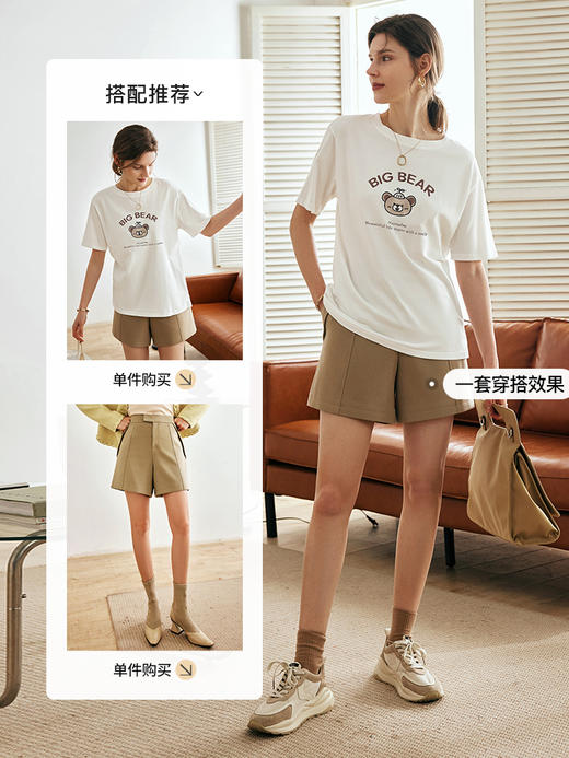 OLrain欧芮儿法式白色短袖T恤女夏季2023年新款卡通印花减龄上衣 商品图3