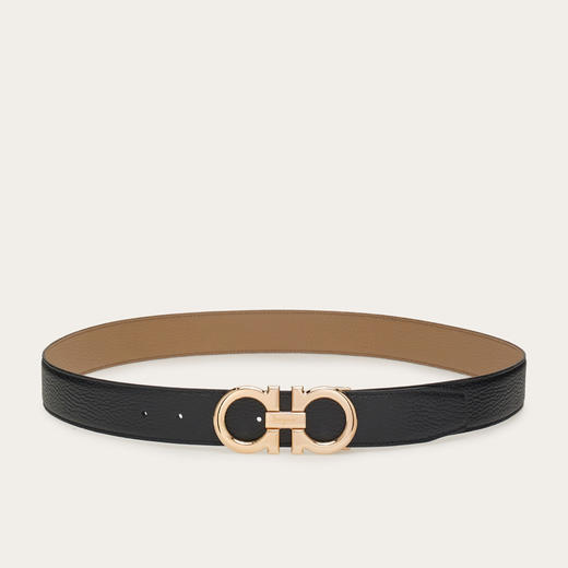 FERRAGAMO 菲拉格慕 男士双面可调式 GANCINI 皮革腰带 黑色 67 9710 764161 商品图2