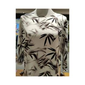 3楼珍贝桑蚕丝圆领印花七分袖女衫