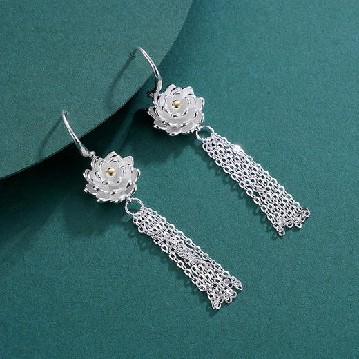 【莲花幕】子佩集S925银花丝耳环【QBEH011】荷花流苏2306 商品图10