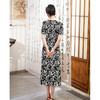 SY 626碎花修身国风优雅复古中长款开衩旗袍 商品缩略图4