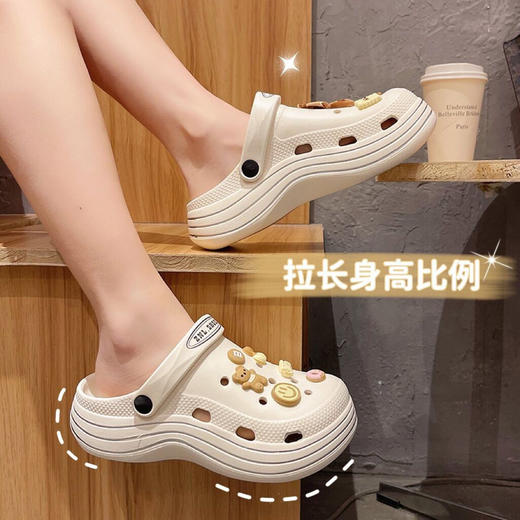 新款夏日沙滩凉鞋必备，身着轻盈，步履自如；女人味十足。柔软EVA包头，防滑耐磨，厚底增高秀出修长美腿。蝴蝶结点缀，更添魅力。让您在炎炎夏日中，漫步在海边，自信、靓丽、灵动！ 商品图0