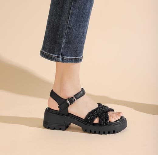 西村名物2023夏季新款平底凉鞋女法式一字带休闲沙滩凉拖23461 商品图2