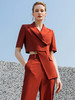 夏季新品砖红色短袖西装直筒阔腿裤套装女时尚洋气西服正装女套裤 商品缩略图0