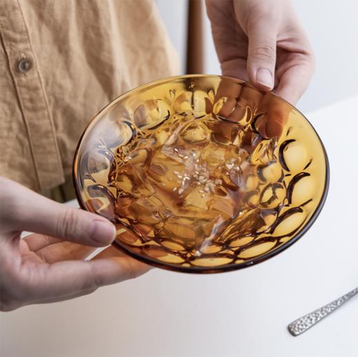 日本进口津轻水晶手工甜品碗（琥珀色） 商品图2