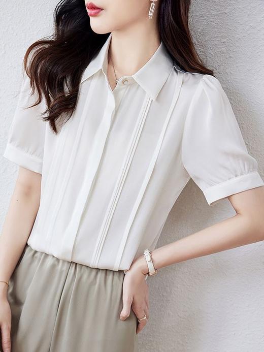 真丝衬衫夏新气质翻领单排扣修身显瘦桑蚕丝上衣HR-WL61829 商品图1