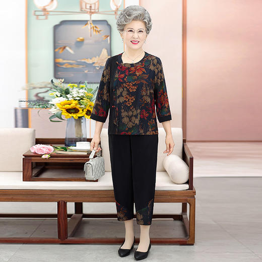休闲宽松外穿奶奶短袖上衣，宽松老年人两件套TYWF-C435EOMC17 商品图6
