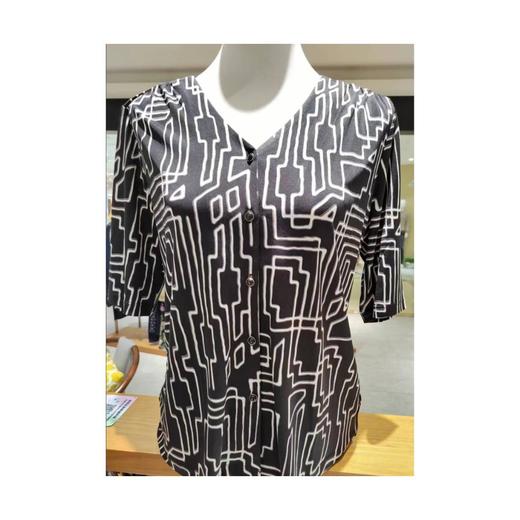 3楼珍贝桑蚕丝V领印花短袖女衫 商品图0