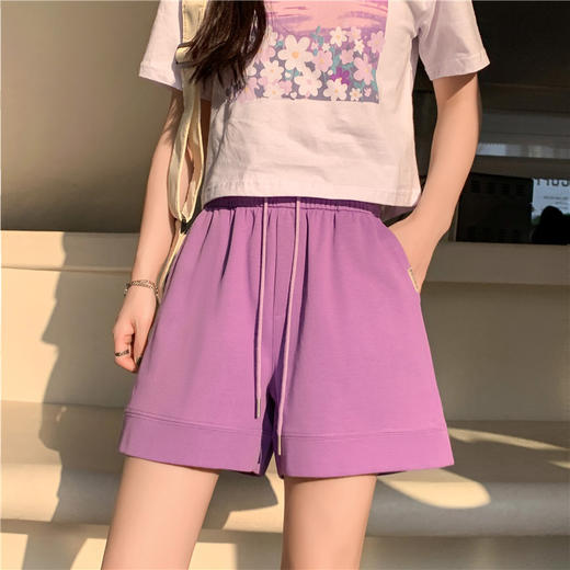 2023夏季透气新氧棉运动短款卫裤女宽松休闲显瘦抽绳口袋设计感_HLY 商品图9