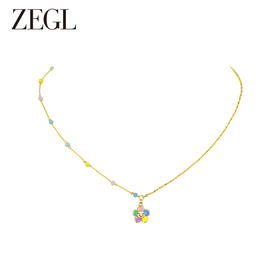 ZEGL彩色花朵笑脸项链女夏日多巴胺穿搭轻奢小众串珠锁骨链配饰品