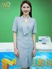 夏季高端时尚主持人职业装连衣裙女短袖蓝色裙子修身显瘦工作服 商品缩略图4