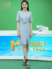 夏季高端时尚主持人职业装连衣裙女短袖蓝色裙子修身显瘦工作服 商品缩略图0