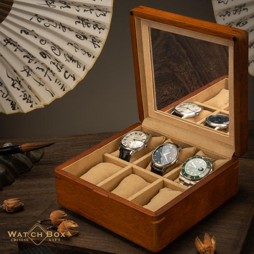 艷 湘绣 金丝柚木手表盒 商品图1