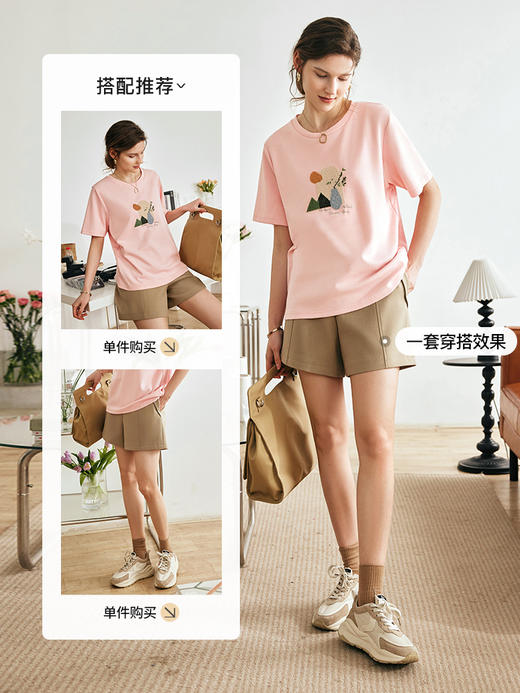 OLrain欧芮儿法式粉色短袖T恤女夏季2023年新款宽松立体刺绣上衣 商品图3