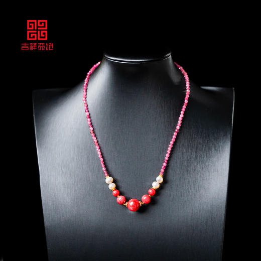 吉祥天地 蔷薇石珍珠项链 商品图0